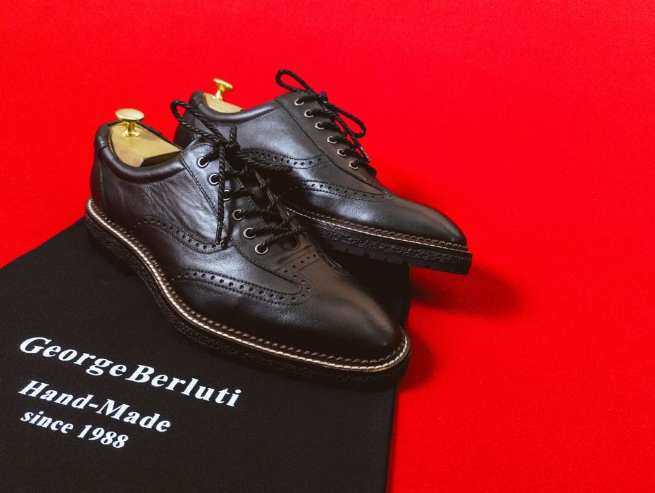 George Berluti чорні шкіряні броги на високій м'якій підошві