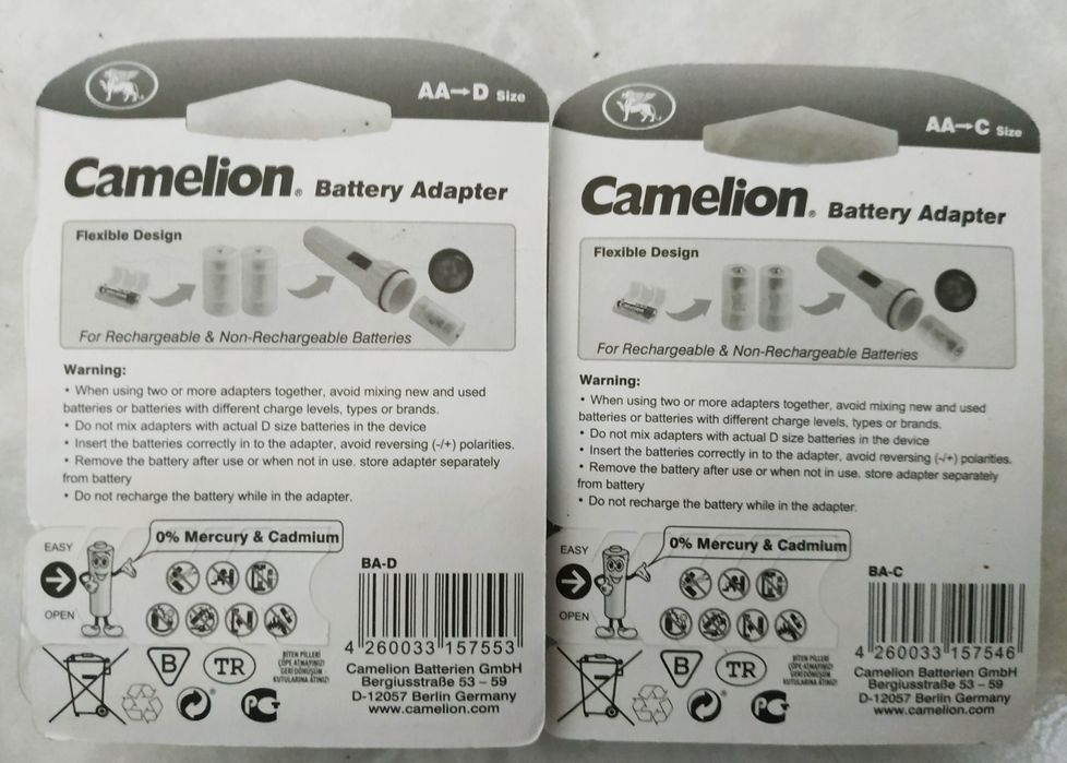Adaptador para baterias AA - C e AA - D