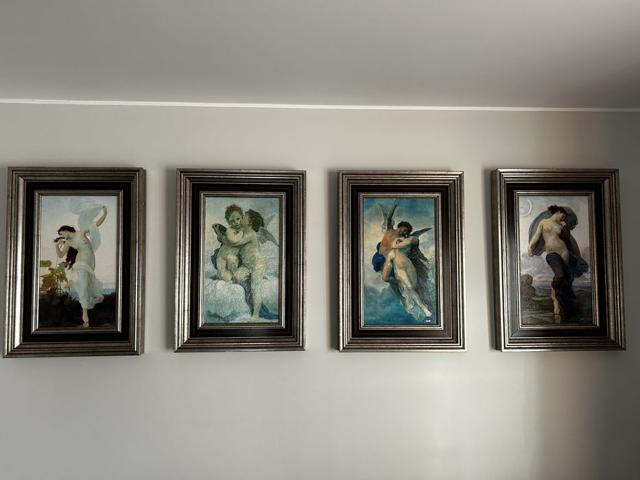 Conjunto 4 quadros pinturas com moldura