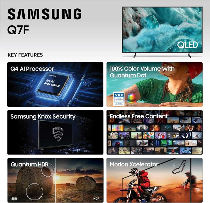 TV New 2025 QLED Samsung QE50Q7FAAUXXH UltraHD 4K HDR+ SmartTV Wi-FI 5GHz.