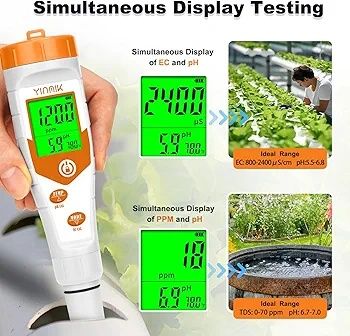 Miernik pH YINMIK Hydroponics 4 w 1 ppm do wody pitnej | Miernik temperatury pH EC TDS, tester wody ppm i EC