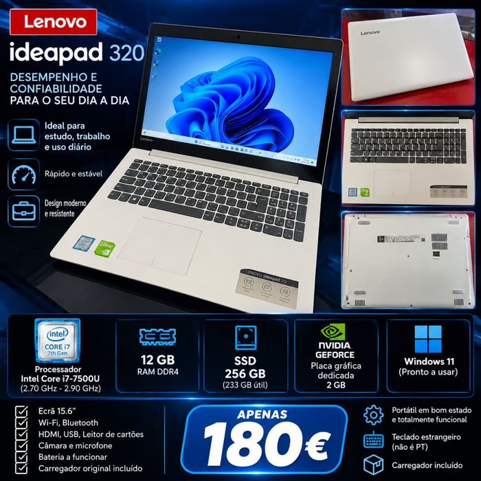 Lenovo Idealped 320 core i7-7500U. 12GB DDR4 e SSD 240GB