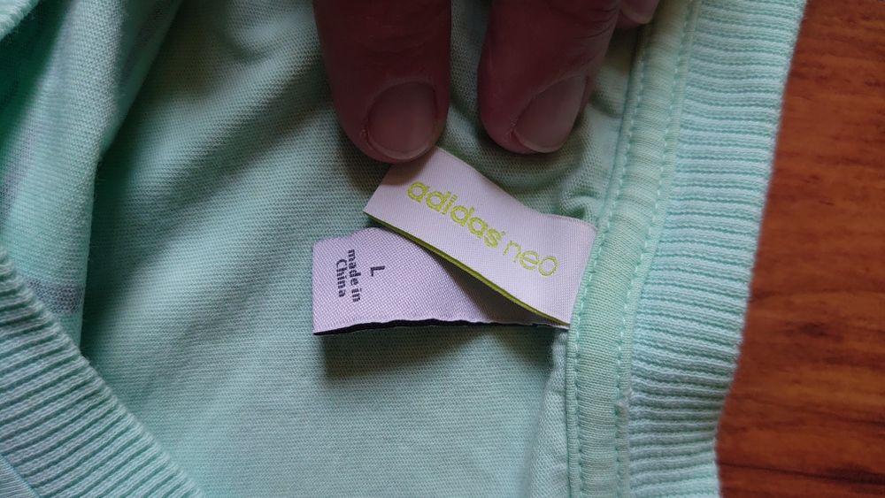 Adidas Neo tshirt damski crop top L szeroki krótki seledyn lato y2k