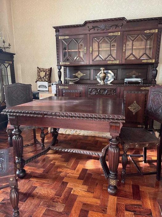 Conjunto de sala completo, estilo holandêsico em mogno