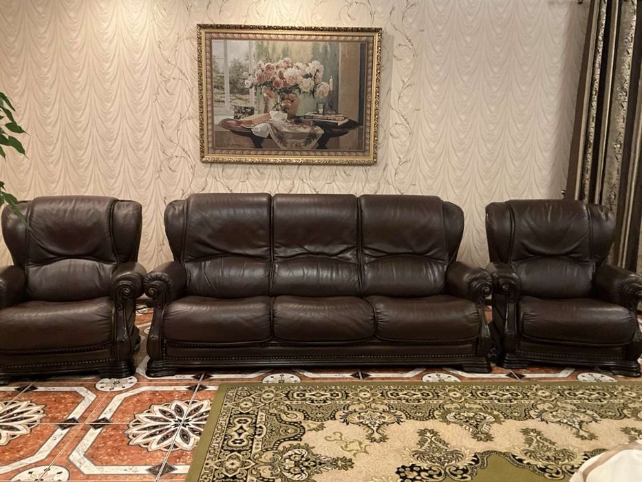 Диван 3+1+1 з натуральної шкіри