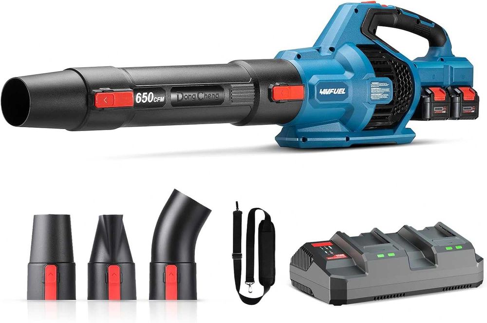 Akumulatorowa dmuchawa do liści, 2 x akumulator 4 Ah, ładowarka