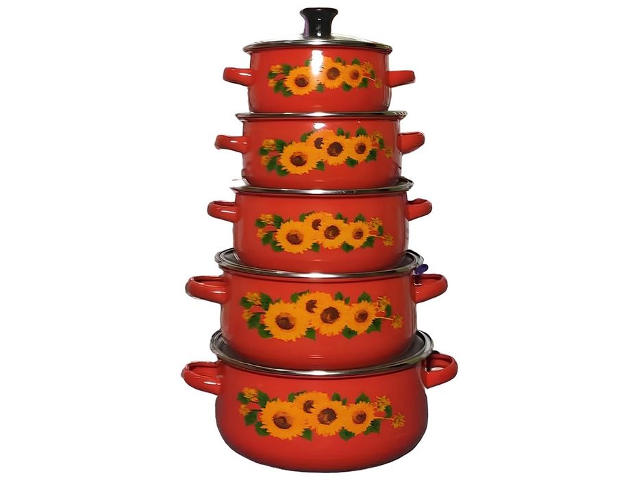 Набор эмалированных кастрюль, 10 предметов