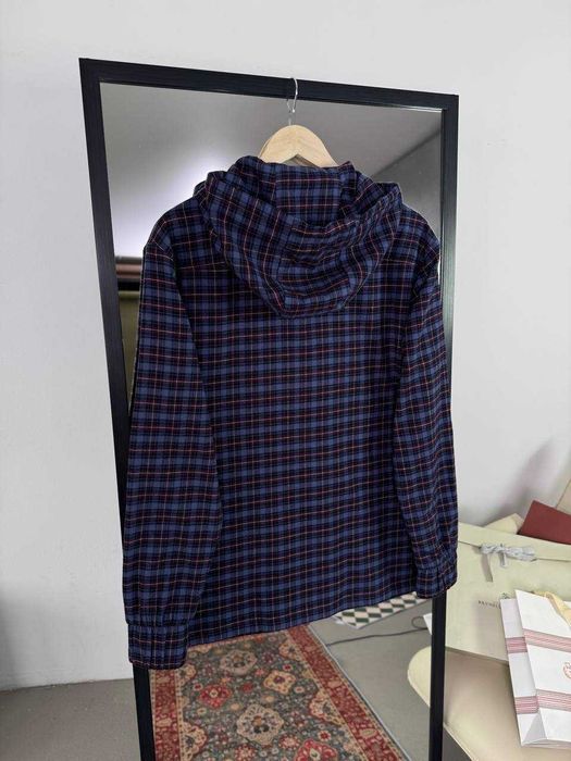 Синяя рубашка овершот Kiton рубашка в клетку Китон сорочка куртка рубашка с капюшоном p049