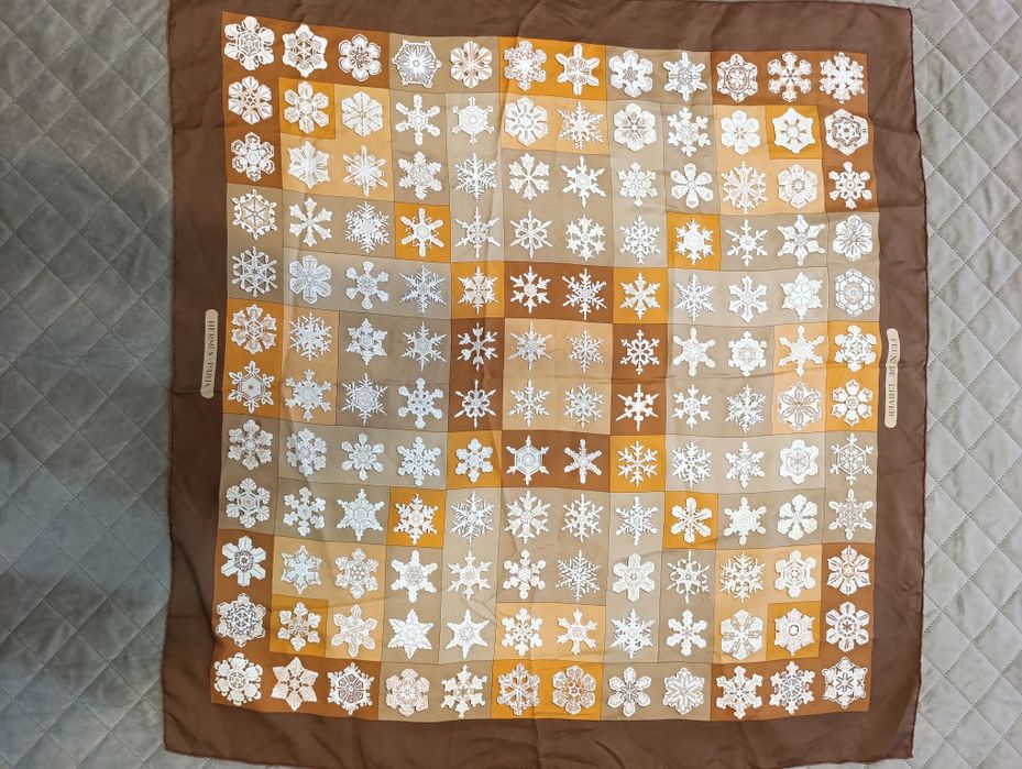 Hermès Feux de l'Hiver — вінтажна шовкова хустка Carré 90, Christiane Vauzelles