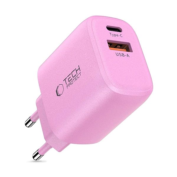 Ładowarka sieciowa Tech-Protect NCA30 PD 30W QC3.0 USB-A / USB-C - róż