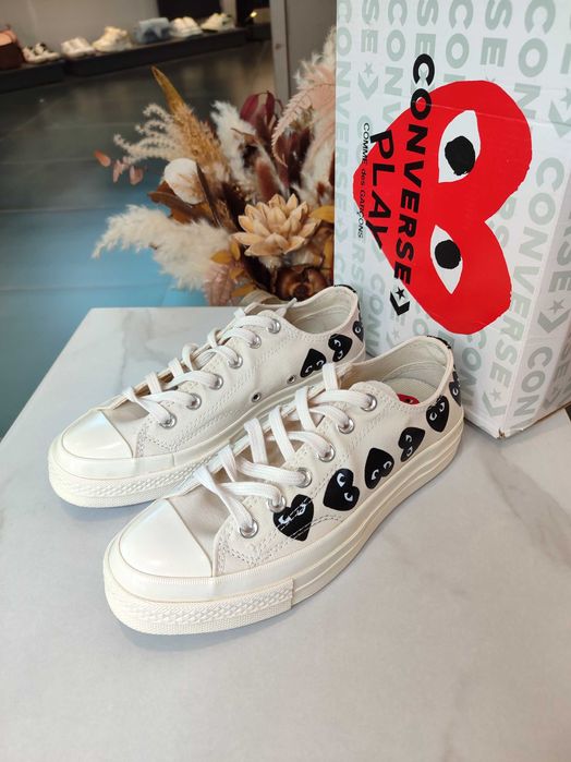 Кеди Converse x Comme Des Garcons Play Black Multi Hearts Low Top Wh