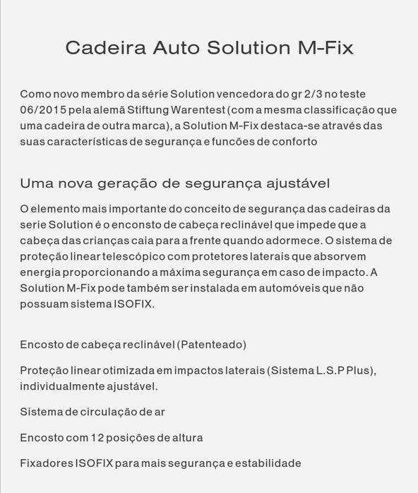 Encosto de cadeira cybex m fix
