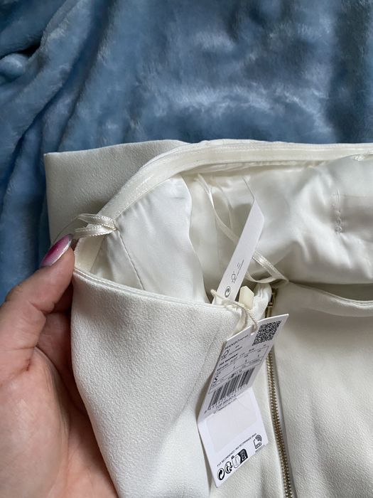 Biały krótki top z kokardą Mango kremowy ecru rozmiar S 36