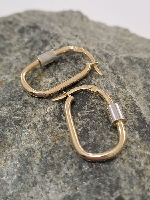 Piękne złote kolczyki Owalne pr.585 Nowe 2.4x1.5 cm