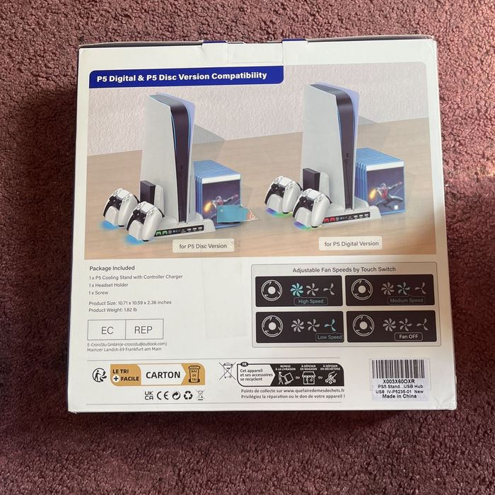 Охлаждающая подставка для PS5 с зарядным устройством для двух контролл