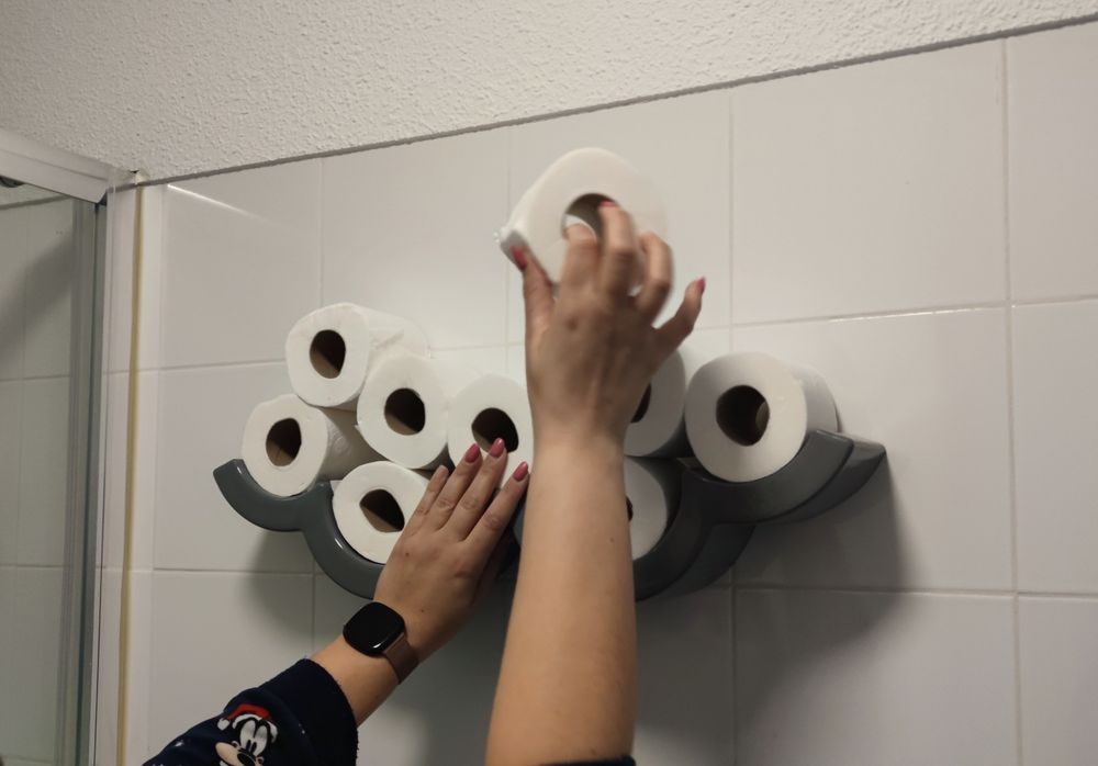 Suporte parede papel higiénico cinzento forma nuvem