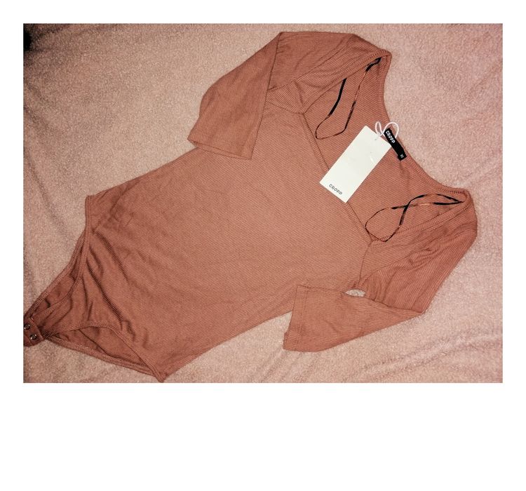 CROPP _ body bluzka Prążkowany materiał. Brudny /brązowawy róż. _ NOWE