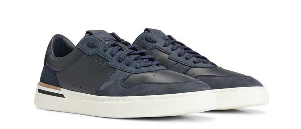 HUGO BOSS męskie skórzane sneakersy / buty Dark Blue