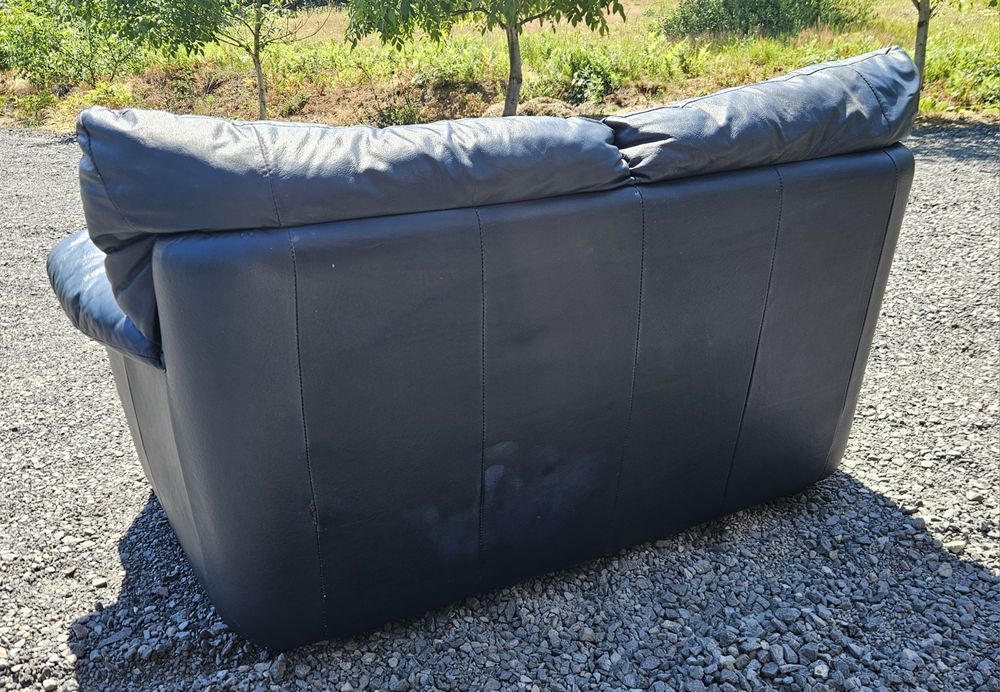 Шкіряний диван (комплек 3+2+1) . Колір синій