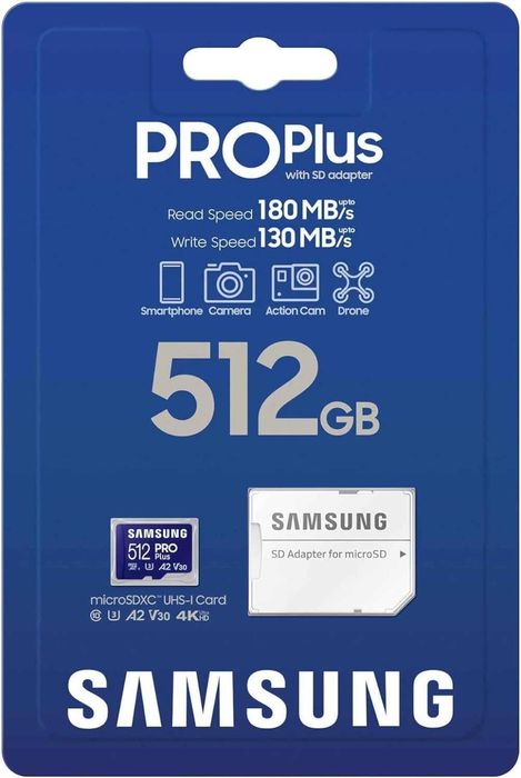Karta microSD Samsung PRO Plus + adapter SD 512 GB do gier mobilnych