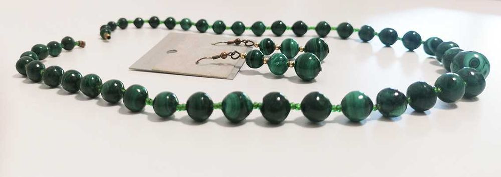 Conjunto Colar e Brincos de Malachite