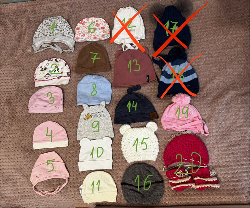 Шапочки, шапки.