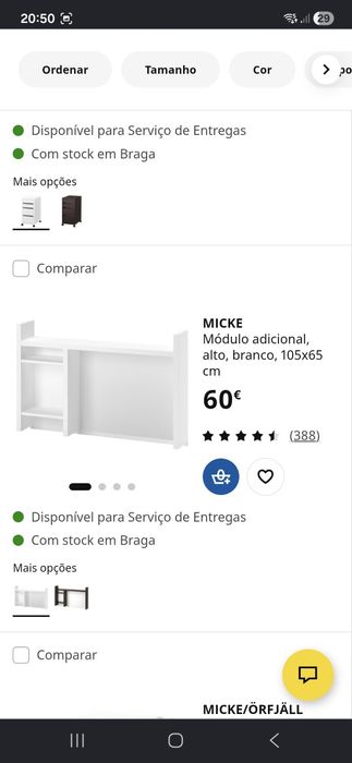 Módulo adicional alto para secretária da série MICKE do IKEA