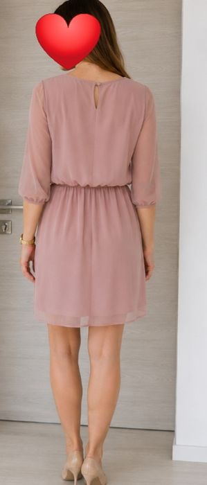 Sukienka mgiełka Kaffe 38 oversize pudrowy róż