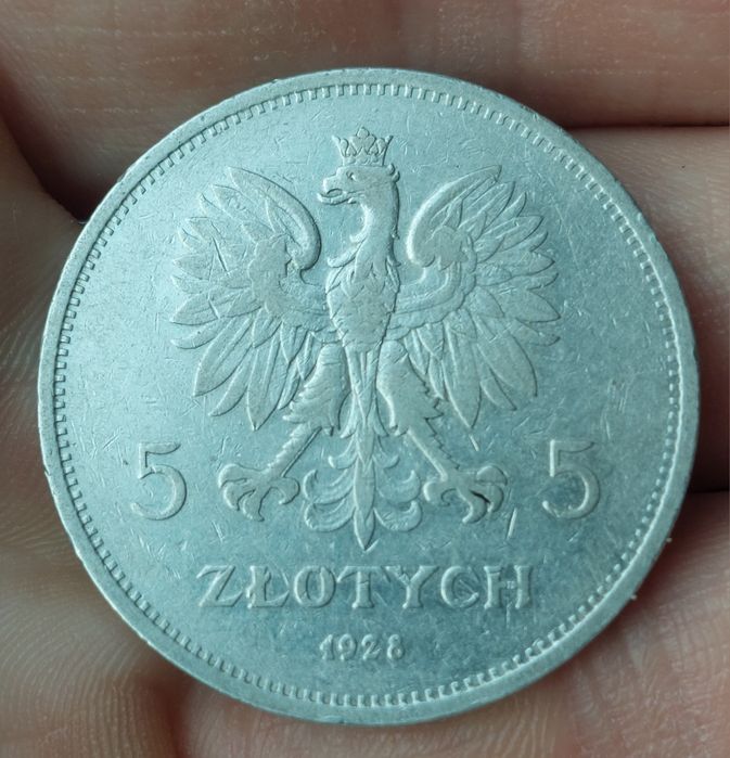 5 zł 1928 Nike ze znakiem mennicy II RP