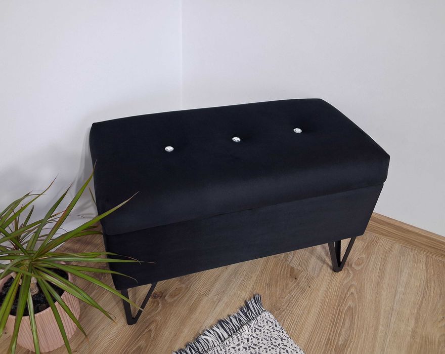 Ławka pufa otwierana 60 x 30 tapicerowana schowek pojemnik siedzisko