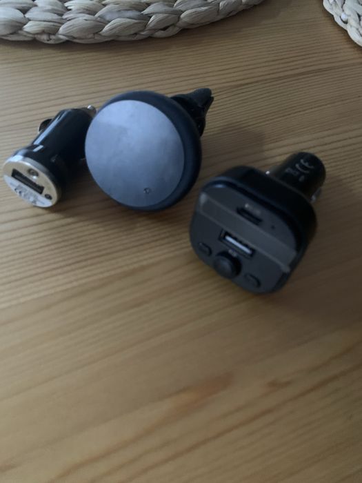 Transmiter samochodowy, ładowarka usb, uchwyt na telefon