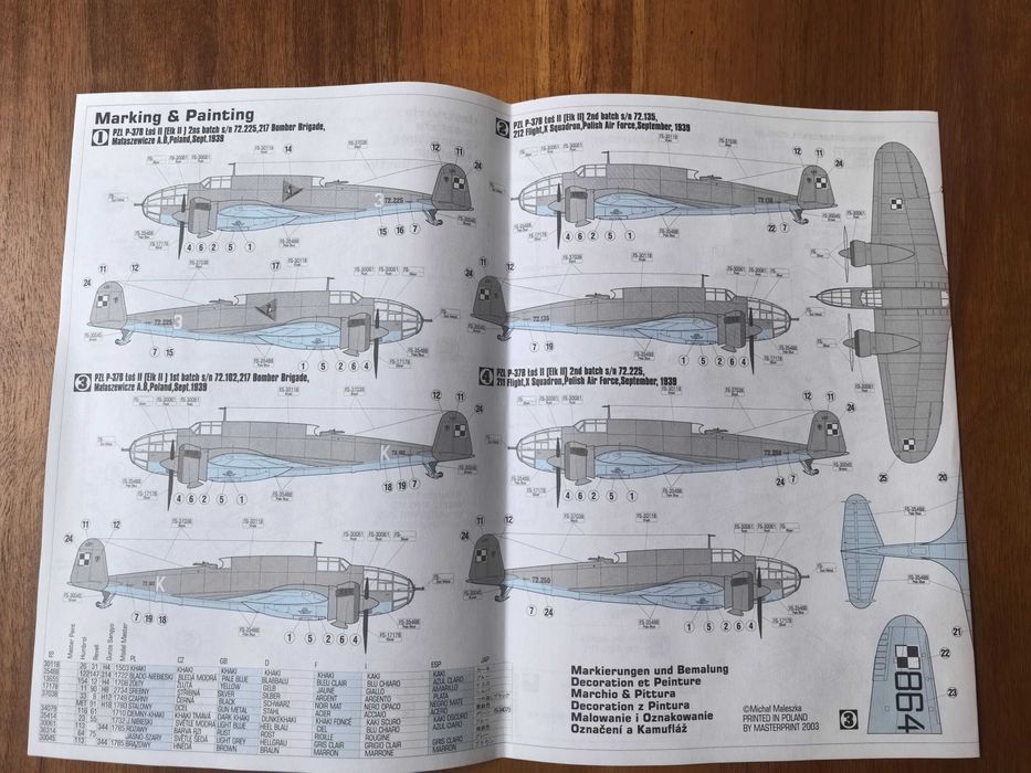 PZL P-37B Łoś II. Model samolotu. Master Hobby Kits Craft. 1:72. Folia