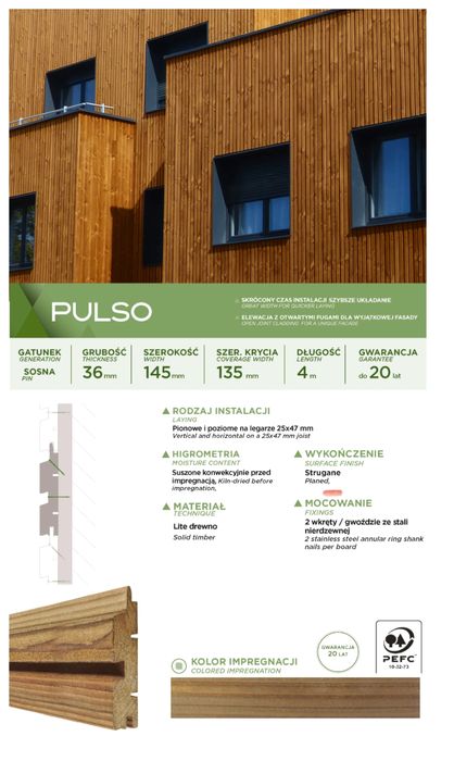 Deska elewacyjna,boazeria, lamele impregnowane cisnieniowo, strugane