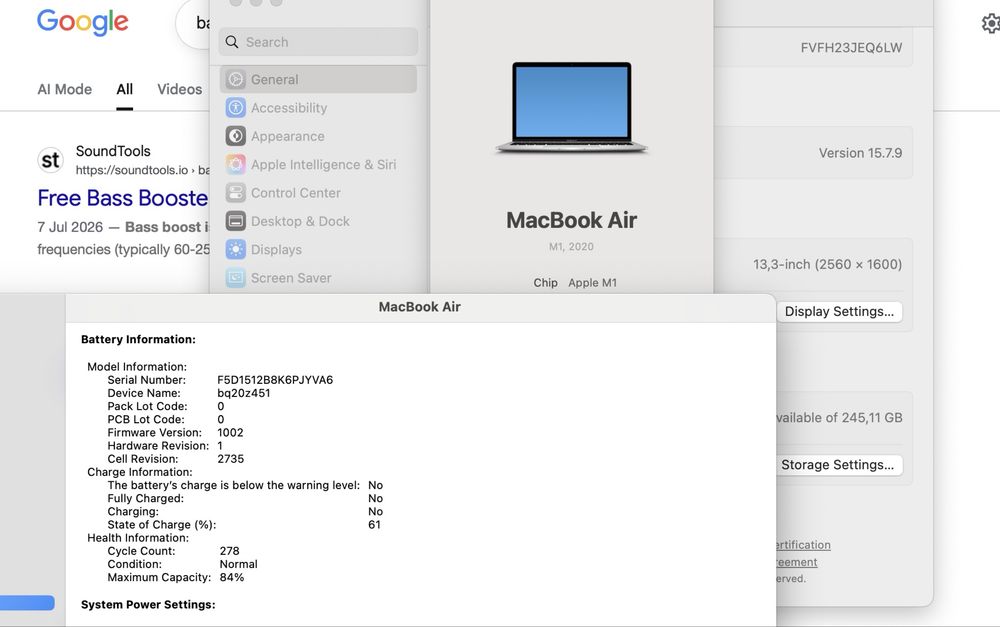MDM Apple MacBook Air 13 2020 M1 16GB RAM 256GB SSD Silver IL7692