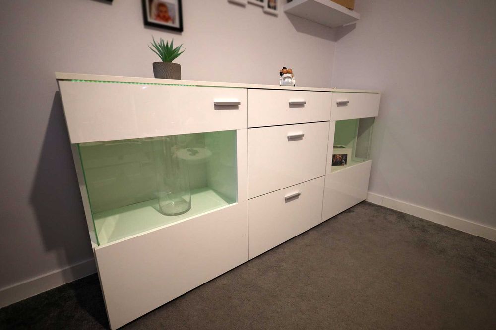 Komoda biała podświetlenie LED! Pojemna, wymiary 193x44x90 OKAZJA