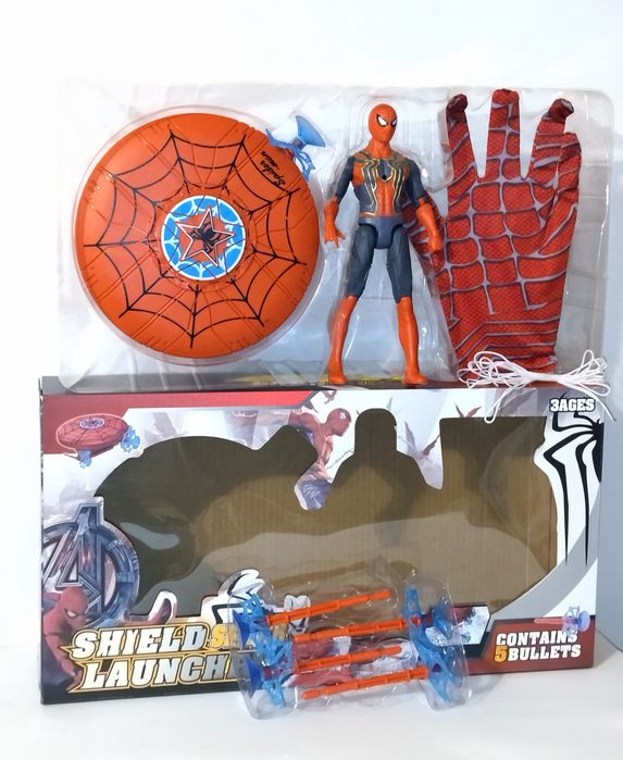 Набор супергероя Человек-паук, фигурка, щит стреляет присосками.
