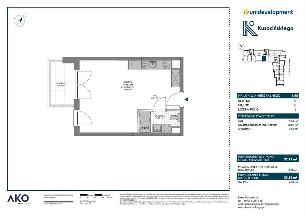1-pokojowe mieszkanie 32m2 + balkon Bezpośrednio