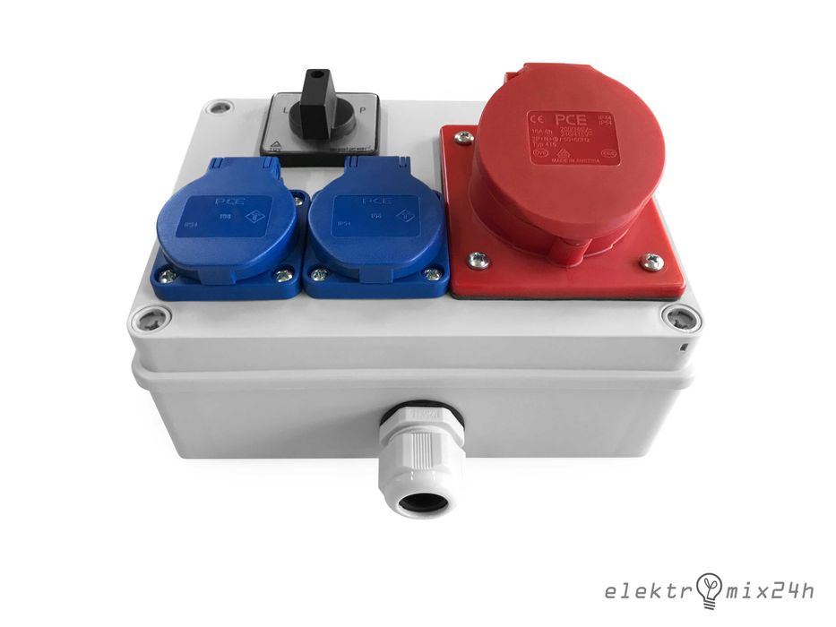 Rozdzielnica elektryczna, gniazda 1x16A 400V 5P | 2x16A 230V + L-0-P