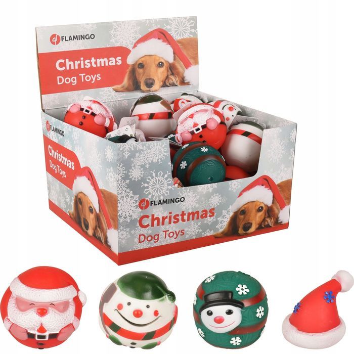 Świąteczna Zabawka dla Psa - Gumowa Piszcząca Czapka Mikołaja