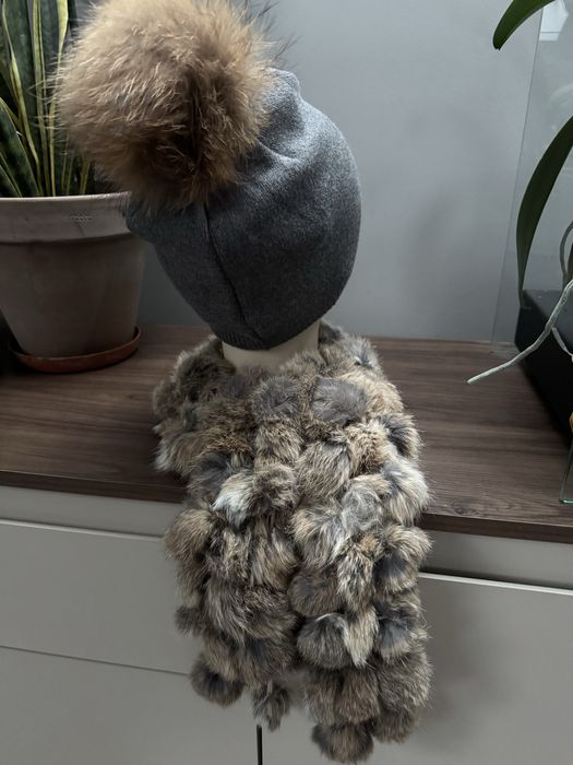Komplet na prezent naturalne futro czapka + szalik Gatta