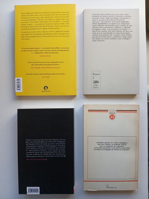 Lote de 4 livros — Literatura, Linguística e Teoria, Patrícia Highsmith, Borges, Roland Barthes e Collado
