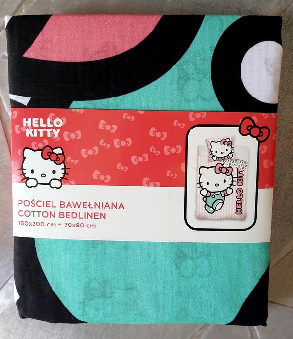 Nowa pościel bawełniana dziecięca 160x200 i 70x80 Hello Kitty