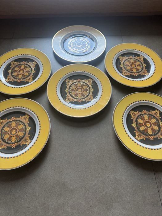 Conjunto 6 Pratos Versace Rosenthal "Barocco" – Detalhes em Ouro 24k (Originais/Novos)