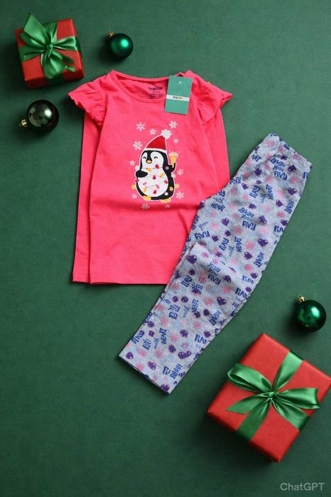110-116 зріст Lupilu! Новорічна трикотажна піжама з Пінгвіном