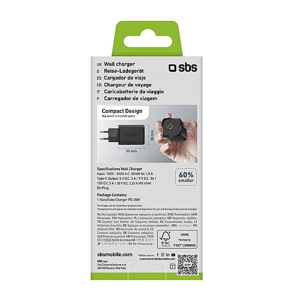 Ładowarka sieciowa SBS TETRGAN1C45W 45W GaN USB-C z Power Delivery - c