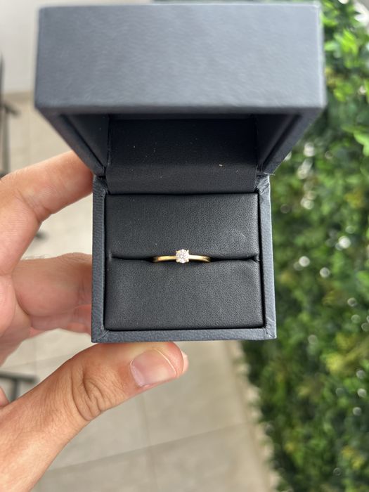 Anel de Noivado Ouro Amarelo c/Diamante 0.20ct - Machado Joalheiro