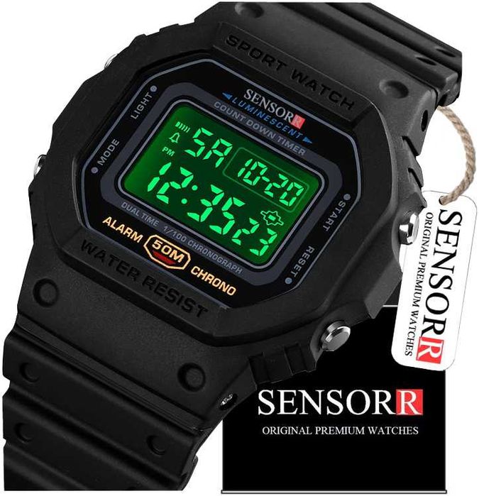 Sportowy Zegarek męski WSTRZĄSOODPORNY WODOODPORNY Mocny Lekki Sensorr