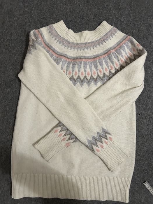 Świąteczny sweter damski S Boden #norweskiwzor wełniany biały