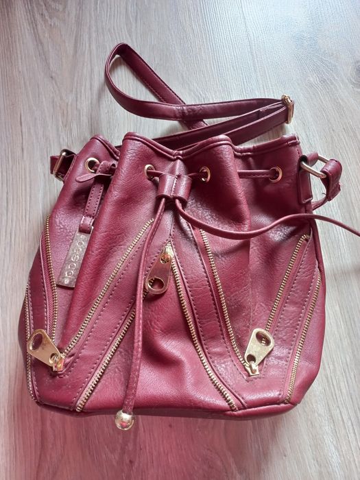 Torebka worek stan bdb bordowa