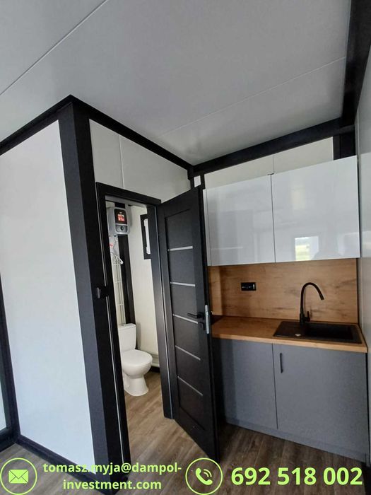 Nowy pawilon/kontener 9x3 z WC aneksem klimatyzacją – dostępny od ręki